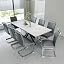 Gray Table + 8 Gray Chairs (Silver Leg)