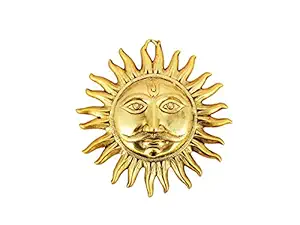 GoldGiftIdeas Oxidized White Metal Sun Face Wall Hanging Showpiece, Gold Plated Home Decoration Item, Housewarming Gift, Sun (Surya) Wall Hanging for Pooja Room
