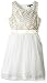 My Michelle Girls' Big Girls' Sleeveless Dress with Sequin Chevron Top with Ribbon Waistband and Pleated Bottom