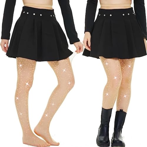Image of 3 PCS Sexy Sparkle Rhinestone Fishnet Stockings Pantyhose, High Waist Sparkly Party Tights for Women