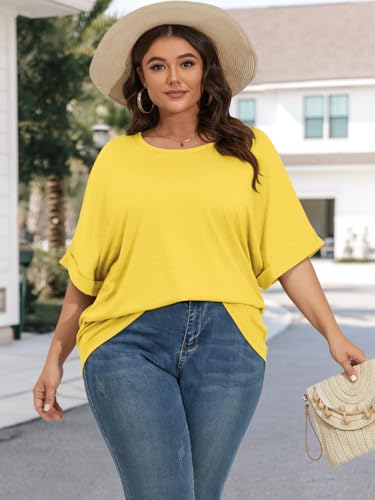 Image of ATHMILE Womens Oversized T Shirts Summer Tops Spring Casual Loose Fit Workout Short Sleeve 2026 Beach Vacation