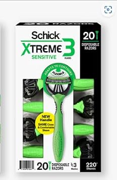 Schick Xtreme3 Sensitive Green Vitamin E & Aloe Vera Disposable Razors Pack of 20