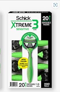 Xtreme 3 Sensitive Skin Razors - Flexible Blades with Aloe Fights Razor Burn , 20 Count (Pack of 1)