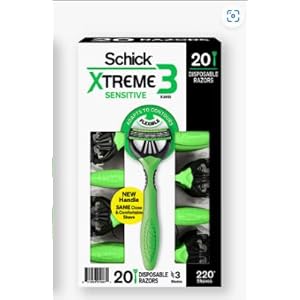 Schick Xtreme 3 Sensitive Skin Razors – Flexible Blades with Aloe Fights Razor Burn , 20 Count (Pack of 1)