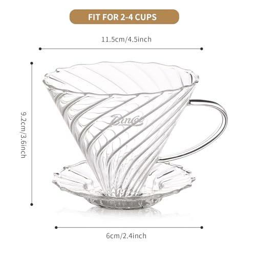 Bincoo Gotejador de café, com 50 filtros de café reutilizáveis, máquina de café com alça, despeje ca