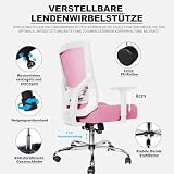 MELOKEA Ergonomiczne krzesło biurowe, z regulacją wysokości, krzesło biurowe 150 kg, różowe
