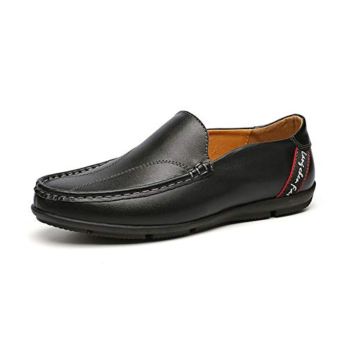 DIYHM Oxford Zapatos para hombres Zapatos de negocios formales Resbalones en estilo Cuero de OX Pliable Redondo Toe WhippersNapper (Color : Black, Tamaño : 42 EU) Cover