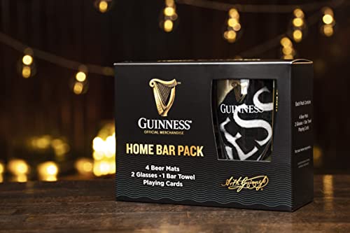 Guinness Home Bar Pack - Gravity Pint Glasses, Bar Towel & Playing cards