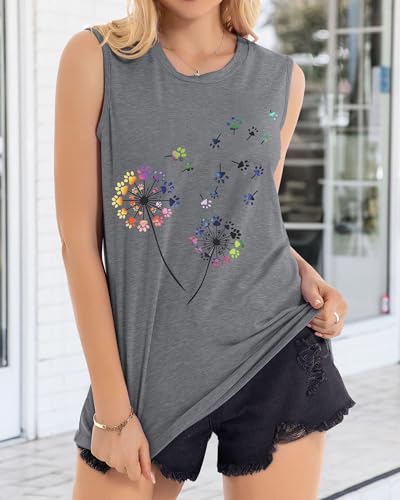 Image of Womens Tank Tops Summer Casual Sleeveless Top Loose Fit Basic Tunic Shirts