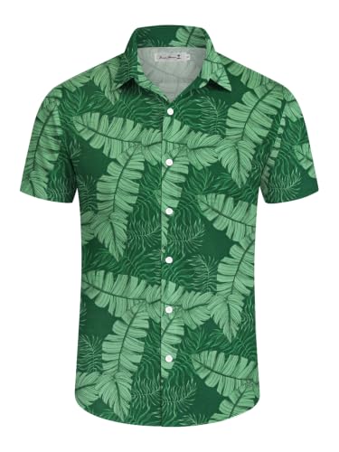 Image of Yoimira Hawaiian Shirts for Men, Print Mens Casual Short Sleeve Button Down Shirts Floral Aloha Beach Shirt