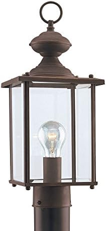 Miniatura 5 de Sea Gull Lighting 8257-12 Jamestowne - poste farol con cristal biselado transparente, 17 pulgadas, color negro