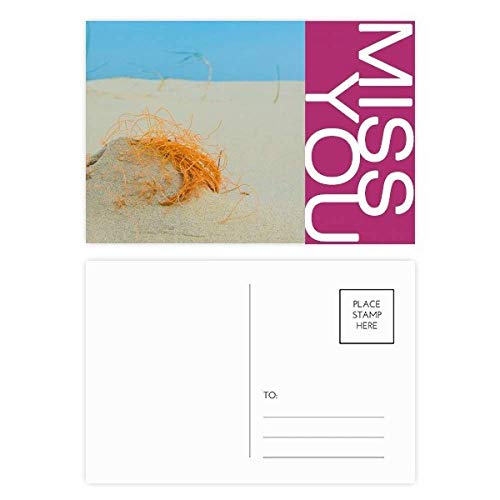 Carte postale Merci motif plage et sable orange 20pcs format 5,7x3,8 pouces