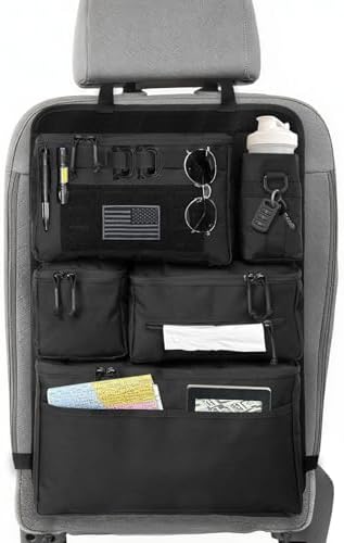 Tactical Seat Back Organizer - Heavy Duty MOLLE Panel Organizer w...