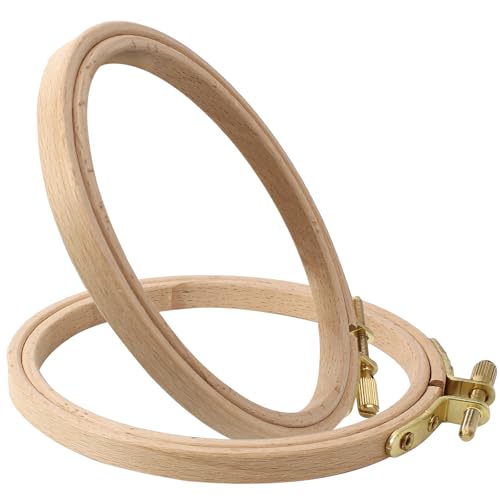 Opfiue 2 Pack 5 Inch Beech Wood Embroidery Hoop 12.5CM Round Cross Stitch Hoop Decorative Hanging Frame Adjustable Brass Screw Frame for Craft Sewing/Needlepoint Sewing Project