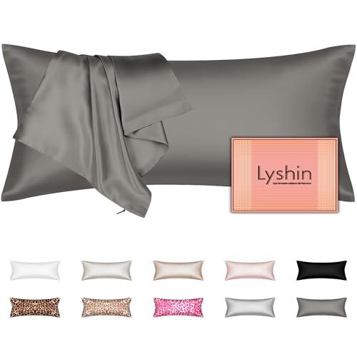 Silk Body Pillow Cover with Zipper, Mulberry Silk Pillow Cases Body Size Ultra Smooth and Soft Breathable Cooling Silk Satin Body Pillowcase for Hair and Skin (20x54 Inches, 1 Pack)