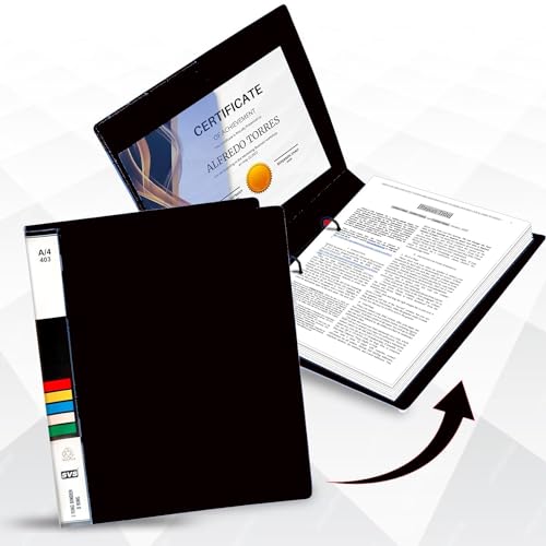 Image of KEEPING Plastic File Folder 2D Ring Binder A4 Size Tough & Durable Ring Binder Box Board File(Heavy Plastic /and Color May Very) (Black) (Pack of 8)