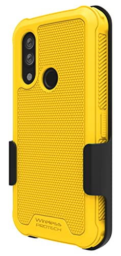 Wireless Protech Case Compatible With Cat S62 Pro And Cat S62. Rotating Belt Clip Holster And Durable Flexible Protective Case Combo (Yellow) #TOP2