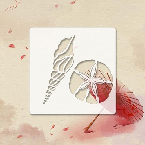 Plantillas de dibujo de vida marina NESTINGHO en PET blanco para pintura infantil, 2 juegos 6