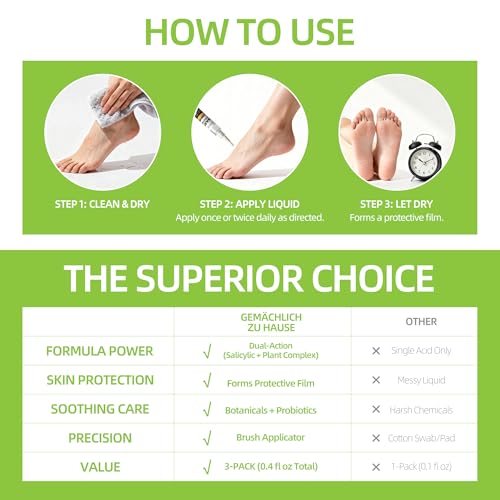 Gemächlich Zu Hause NDC Wart Remover Maximum Strength Liquid with NDC 17% Salicylic Acid, OTC Wart Remover for Common & Plantar Warts on Hands and Feet,Easy to Use Dries Clear Brush Pen 3-Pack