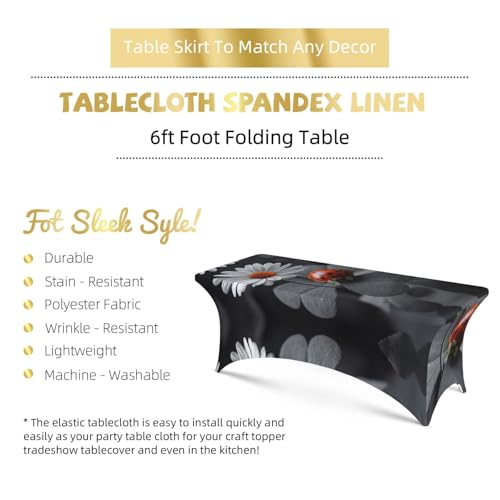 Nappe extensible 1,8 m imprimée pour masquer et embellir une table pliante de fête - 6