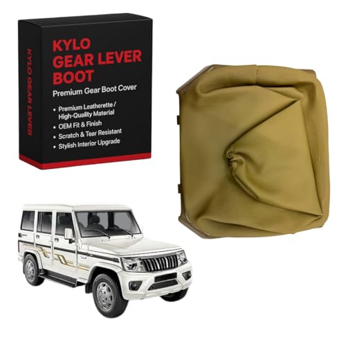 Image of KYLO Leather Gear Shift Cover - Anti-Slip, Durable, Washable Gear Knob Protector for Manual Cars Suitable for (Bolero SLX /SLE)