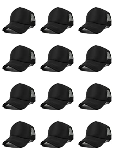 Image of 12 Pack Sublimation Hats for Men Blank Trucker Hats Bulk Snapback Mesh Women Baseball Caps DIY Custom 18 Colors