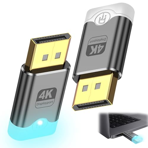 Emulador DisplayPort 4K DP Dummy Plug Adaptador de Pantalla Virtual sin Cabeza para PC Remota Minería Criptográfica Servidores Streaming de Juegos Compatible con Mac Windows Linux 2 Unidades Gris