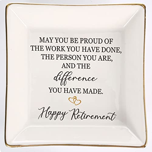Joyimarr Retirement Gifts For Women, Happy Retirement Ring Dish Gifts For Teacher/Coworker/Colleague/Friend, Farewell Gifts For Boss Leaving Job #TOP1