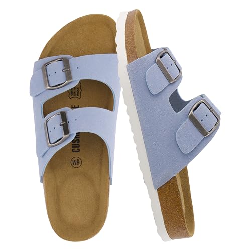 CUSHIONAIRE Lane Cork Footbed Womens Sandals Comfortable Double Buckle Slip On Sandals for Women...