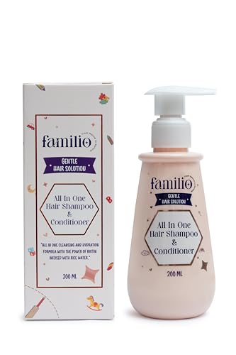 Image of Familio India All in Shampoo & Conditioner for Kids | Natural and Non Toxic | Tear-Free Formula | Natural Hydration for Baby | Rice Protein | Cruelty-free | Derma Tested | 200 ml