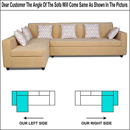 Image of Adorn India Rio Highback L Shape 6 Seater Sofa Set (Left Side Handle) (Beige)