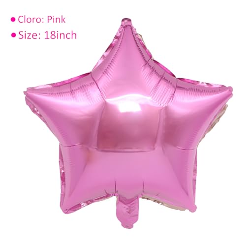 Image of MEETINGU Pink Star Foil Balloons, 10pcs, Pink, Star, Balloons, Women, Girls, Birthday, Anniversary
