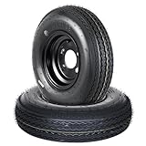 Garvee 2-Pack 4.80-8 4.80x8 480-8 Trailer Tires with 8' Rims, 4 Lug on 4' Bolt Pattern 6PR Load Range C, Heavy Duty 4.80x8 480-8 Tires for Utility, Boat, Camper, Cargo Trailers