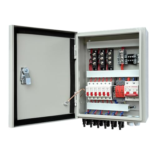GXELZK Solar Combiner Box 6 Strings 100A DC Main Circuit Breaker with Power Surge and 16A Circuit...