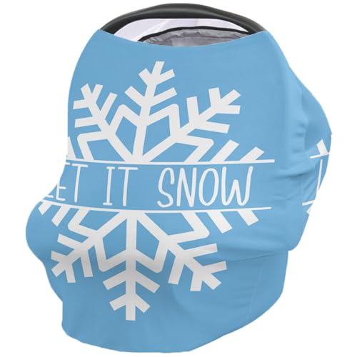 Nursing Cover for Breastfeeding Scarf, Snowflake Christmas Light Blue Baby Car Covers Super Soft Multi Use for Canopy Shopping Cart Cover Blanket Stroller Cover