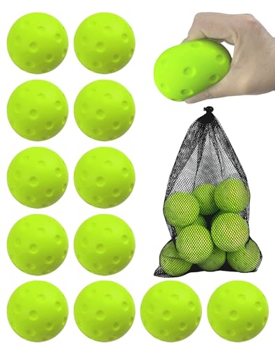 Tarutaru 12 Pack Foam Pickleball Balls - Silent Pickleballs for Outdoor or Indoor Practice - Quiet Pickle Ball Set Noise Reducing Soft Durable True Bounce High Elasticity