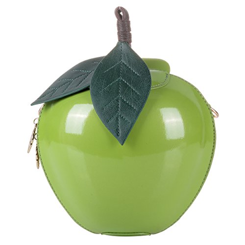 Qzunique Fruit Shape Handbag Pu Crossbody Shoulder Bag Adjustable Strap Clutch Jelly Purse Green Apple #TOP6