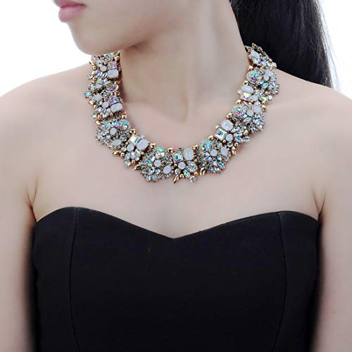 Crystal Rhinestone Statement Necklace, Vintage Chunky Chain Choker Collar Bib Statement Necklace Fashion Costume Jewelry Necklaces For Women… #TOP1