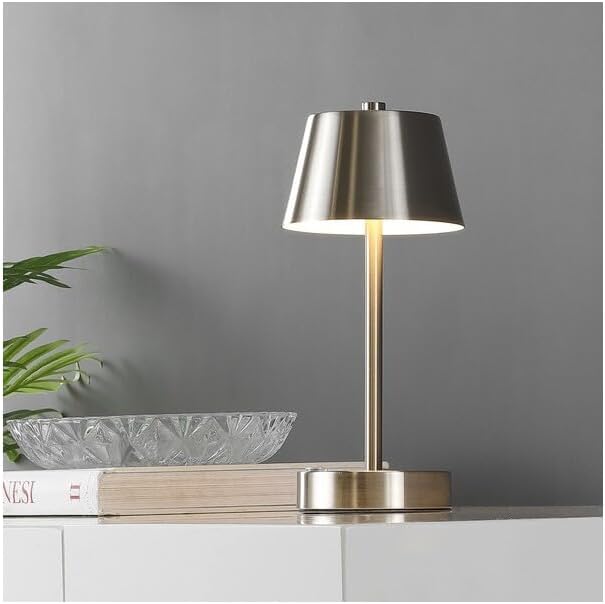 SAFAVIEH Lighting Collection Laita Modern Nickel Portable Rechargeable LED Table Lamp