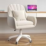 Chaise de bureau, chaise de bureau réglable, 360° Chaise d'ordinateur pivotante pour le travail à domicile, maquillage, jeu, avec oreiller et coussin de siège épais, Beige