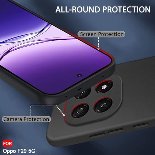 Image of TheGiftKart Sleek Back Cover Case for Oppo F29 5G | Slim Fit Protective Design | Ultra Matte Finish | Camera Protection Bump | Soft Silicon Back Cover Case for Oppo F29 5G (Silicone, Black)