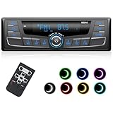 RDS Autoradio Bluetooth, Wistrue Stereo Auto Bluetooth AM/FM Autoradio 1 Din con USB/ 7 Colori/Telecomando/Ingresso Aux/scheda SD/lettore MP3