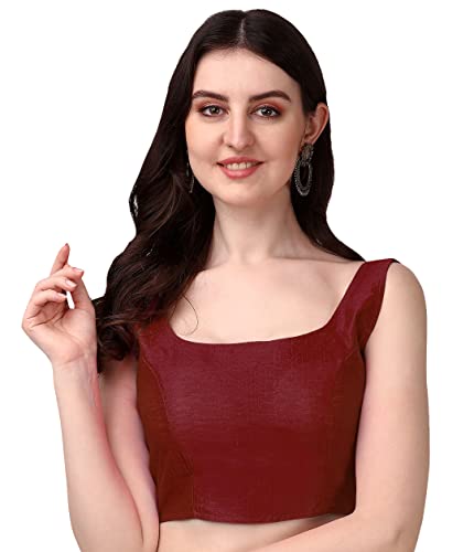 Image of Vihu Fashion Plain Sleeveless Pattern Readymade Blouse U Neck Choli