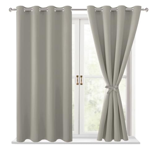 Hiasan Blackout Curtains for Bedroom, 52 x 54 Inches Long, Taupe 2 Panels