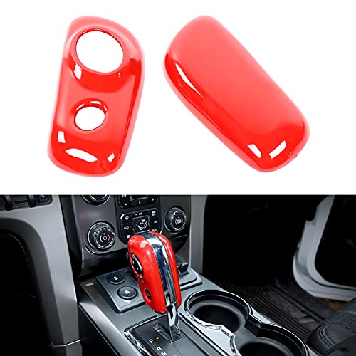 JeCar Red Gear Shift Knob Cover Trim Interior Accessories for 2009-2014 Ford F150 Raptor
