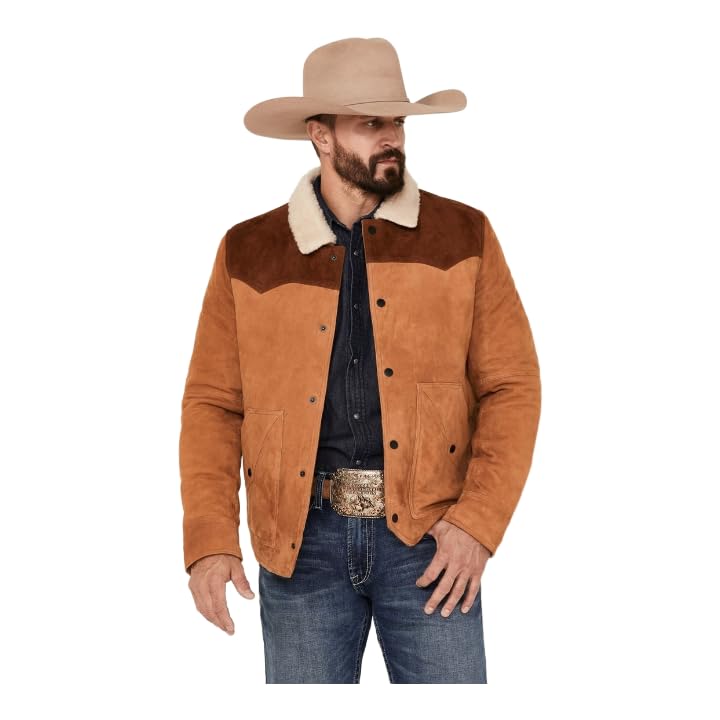 John Dutton Yellowstone Jacket For Mens Brown Suede Leather TruckerJacket2