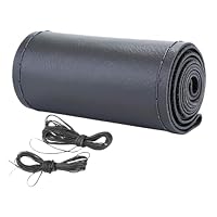 Coprivolante In Pelle Da Cucire Fai Da Te - Universale Anti-scivolo Per Auto (Nero/Rosso, 38 Cm)