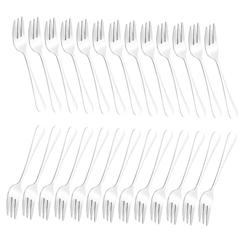 FUNOMOCYA 24pcs Stainless Steel Dessert Fork Multi Function Wear Resistant Forks for Fruits Cakes and Snacks Portable and Silverware for Parties and Everyday Use