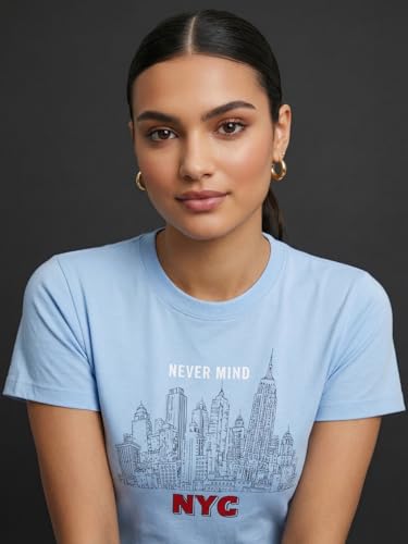 Image of Nobero Women's Graphic Printed T-Shirt | Regular Fit 180 GSM Cotton Tee for Women | Comfortable Round Neck Casual Wear