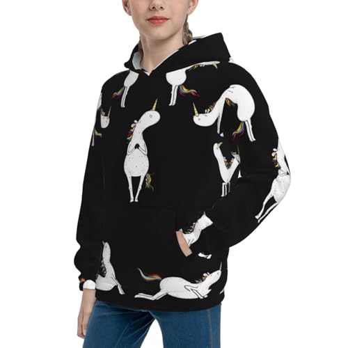 Unicorn Sun Salutataion Yoga Kid Hoodies Boys Sweatshirts Girls Pullover with Pocket2